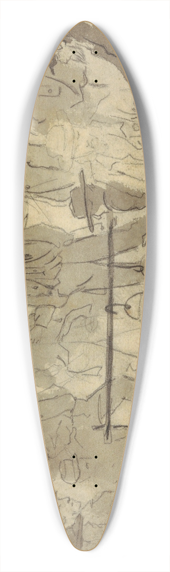 Winslow Homer - Campfire with Soldiers 39.3 inch art pintail longboard deck