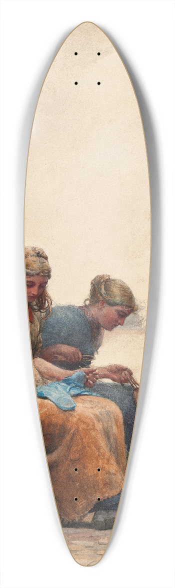 Winslow Homer - Mending the Nets 39.3 inch art pintail longboard deck