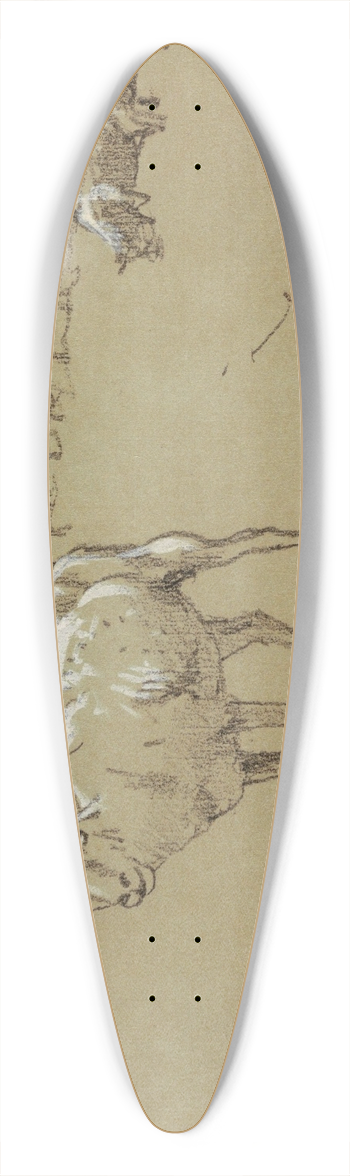 Winslow Homer - Sheep Grazing in a Field 39.3 inch art pintail longboard deck