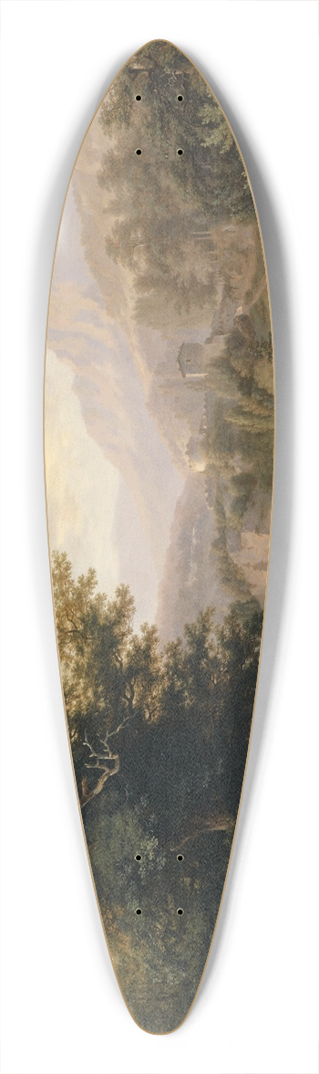 Wolfgang Adam Tpffer - Mountainous Landscape with Staffage Figures and Stream 39.3 inch art pintail longboard deck