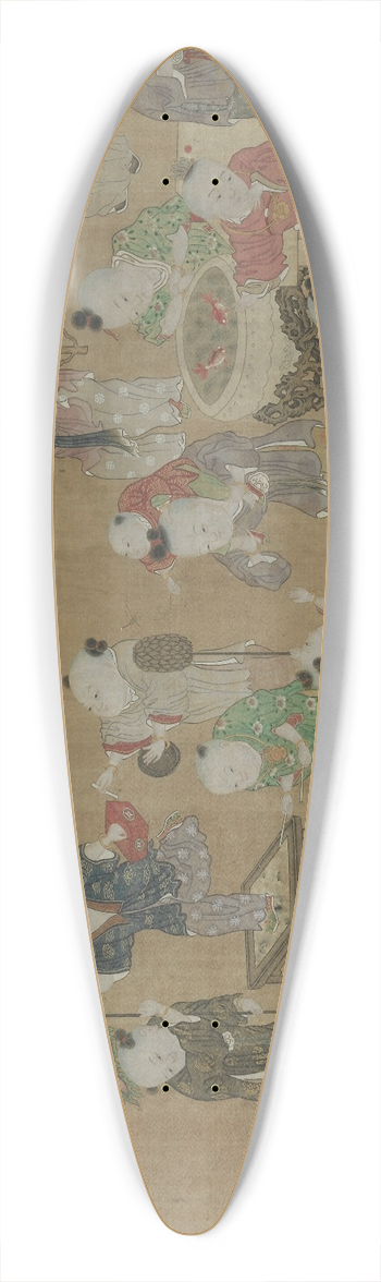 Xia Kui - Children at Play 39.3 inch art pintail longboard deck