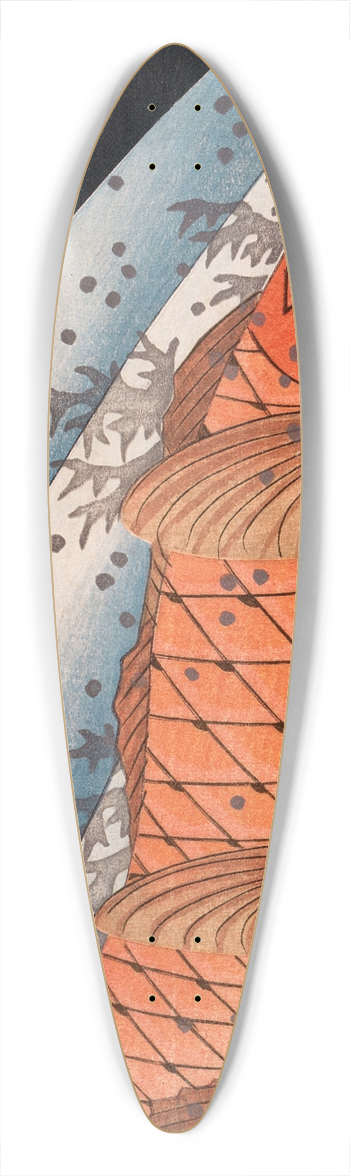 Yashima Gakutei - Carp Swimming up a Waterfall 39.3 inch art pintail longboard deck