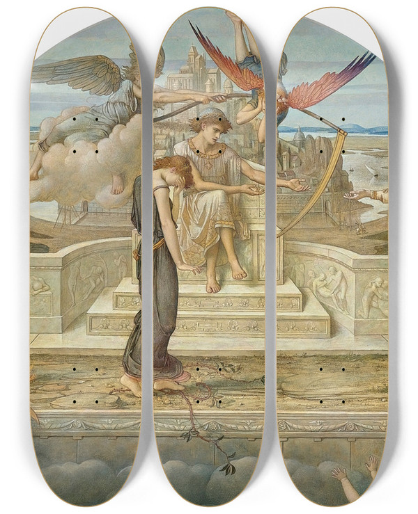 Triptych art skateboard deck of John Melhuish Strudwick Passing Days by John Melhuish Strudwick (1849-1937)