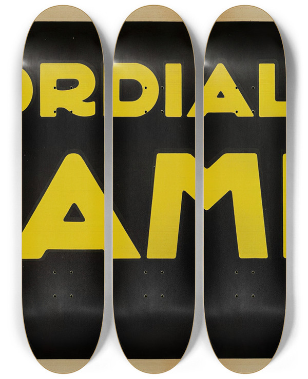 Triptych art skateboard deck of Leonetto Cappiello Cordial Campari by Leonetto Cappiello (1875-1942)