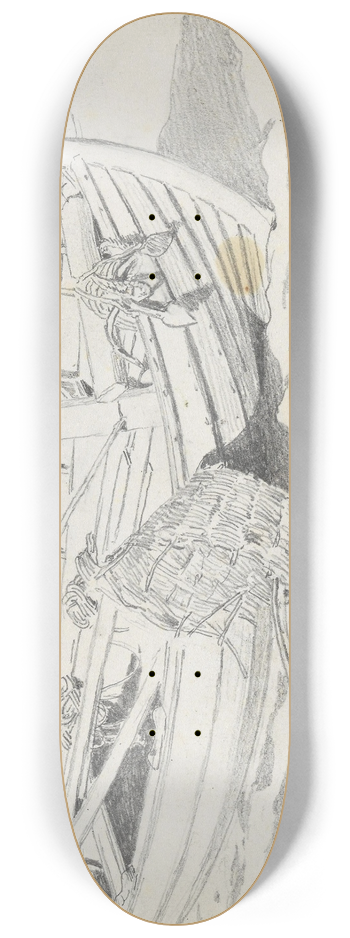 Hans Gude - Fiskebt p stranden, Ghren 8.25 inch art skate deck