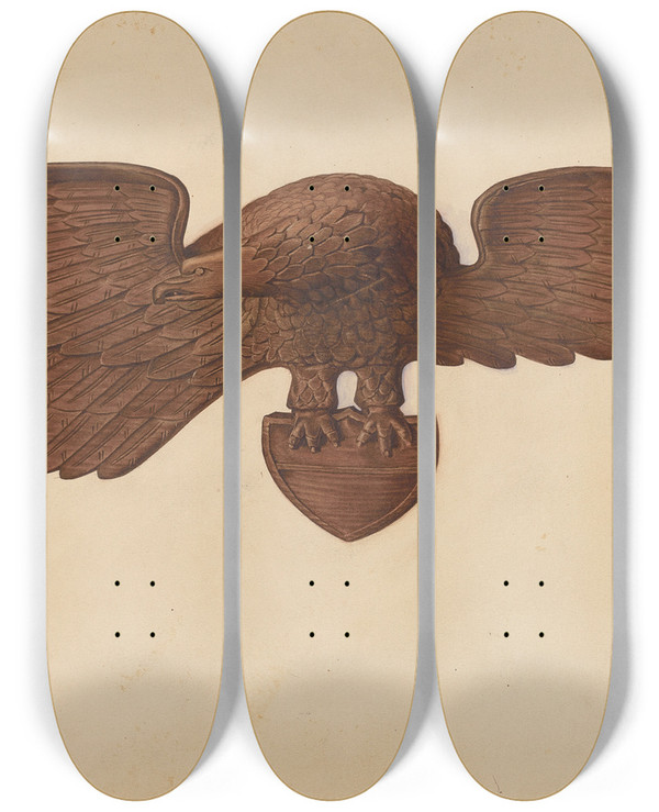 Triptych art skateboard deck of Robert Galvin Eagle by Robert Galvin