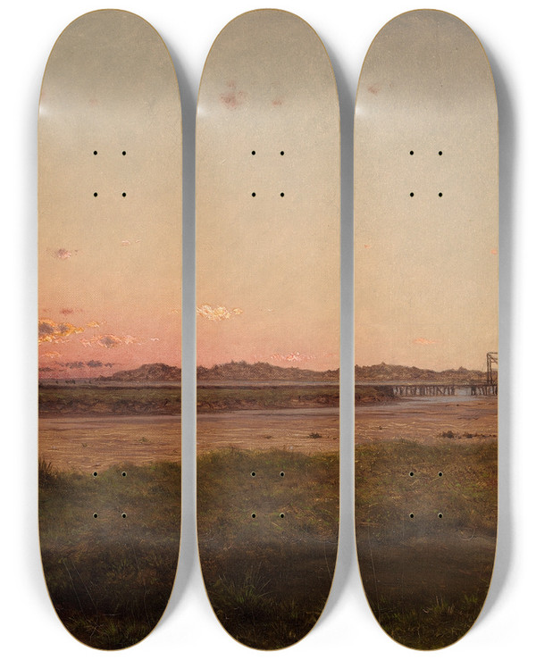 Triptych art skateboard deck of Martin Johnson Heade Lynnmeadows by Martin Johnson Heade (1819-1904)