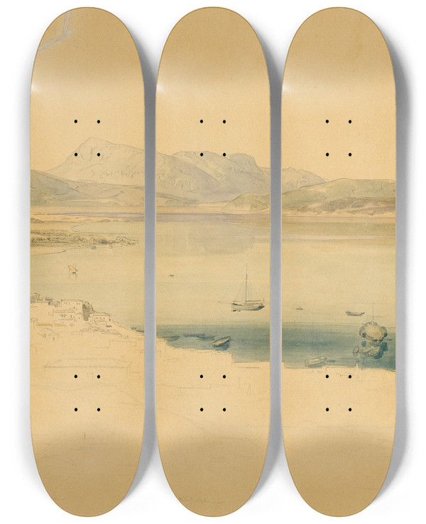 Triptych art skateboard deck of Carl Rottmann Poros by Carl Rottmann (1797-1850)