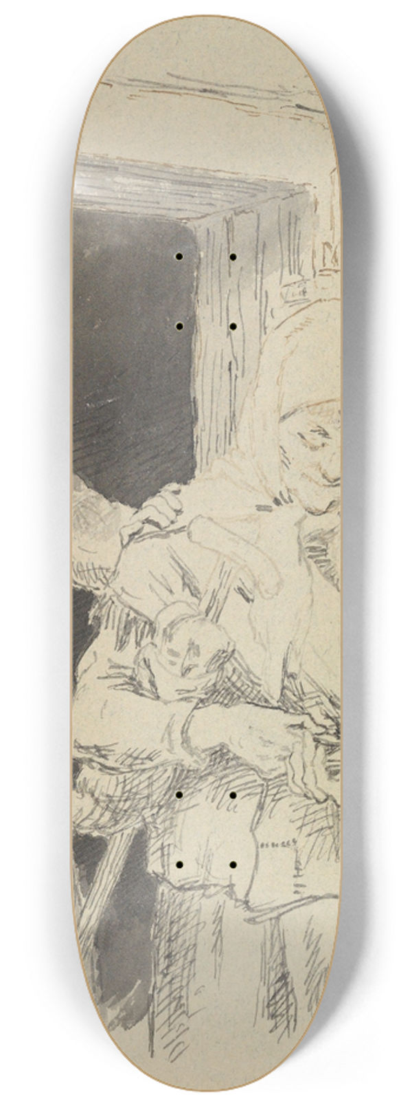 Hans Gude - Illustrasjon til En Signekjrring i P. Chr. Asbjrnsen, Norske Folke- og Huldre-Eventyr i Udvalg, Kjbenhavn 1879 8.25 inch art skate deck