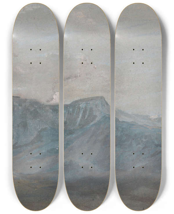 Triptych art skateboard deck of Paul Sandby Welsh Mountain Study by Paul Sandby (1731-1809)
