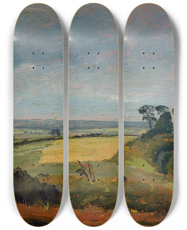 Triptych art skateboard deck of Johan Thomas Lundbye Near Hbjerg Frederiksvrk Study by Johan Thomas Lundbye (1818-1848)