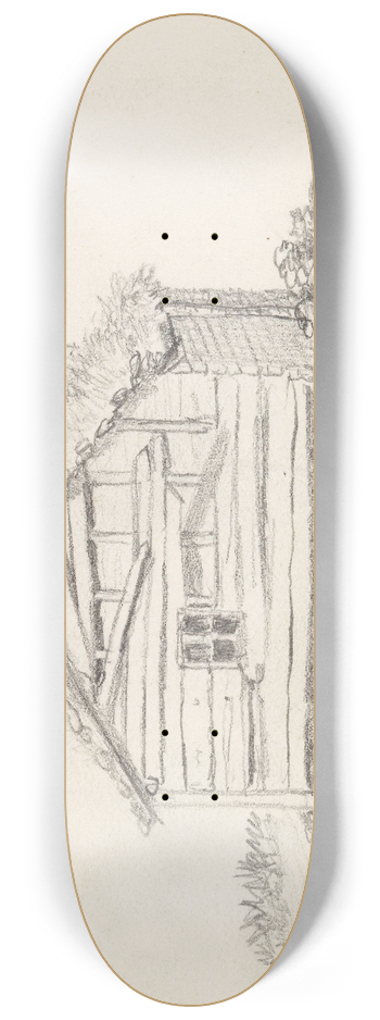 Hans Gude - Laftet bygning 8.25 inch art skate deck