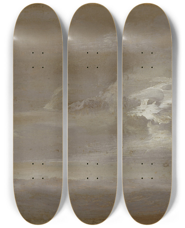 Triptych art skateboard deck of Jeanbaptiste Carpeaux Seascape by Jean-Baptiste Carpeaux (1827-1875)