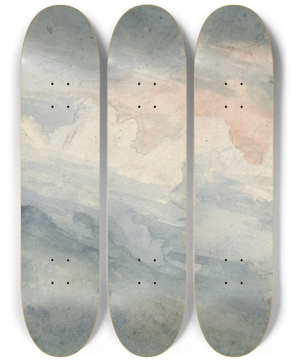Triptych art skateboard deck of James Ward Study Of A Hill Top And Sky by James Ward (1769-1859)