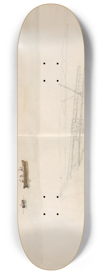 Hans Gude - Mellom Meersburg og Mainau, Bodensee; garntrk 8.25 inch art skate deck