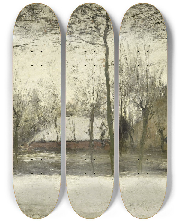 Triptych art skateboard deck of Willem Maris Winterlandschap by Willem Maris (1844-1910)