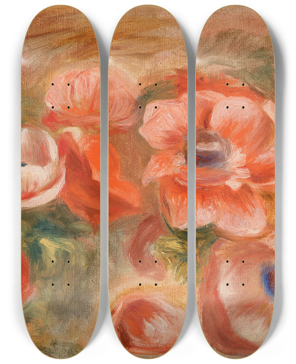 Triptych art skateboard deck of Pierreauguste Renoir Anemones Anmones_2 by Pierre-Auguste Renoir (1841-1919)