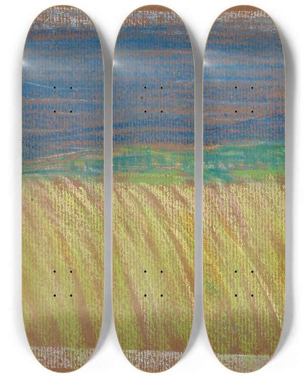 Triptych art skateboard deck of Leopold Blauensteiner Landschaft by Leopold Blauensteiner (1880-1947)