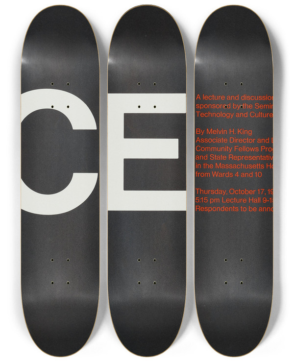 Triptych art skateboard deck of Nancy C Pokross Access by Nancy C Pokross (20-)