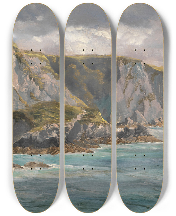 Triptych art skateboard deck of John Brett Pwll Cwn by John Brett (1831-1902)
