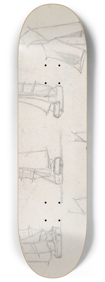 Hans Gude - Studier av seilskip 8.25 inch art skate deck