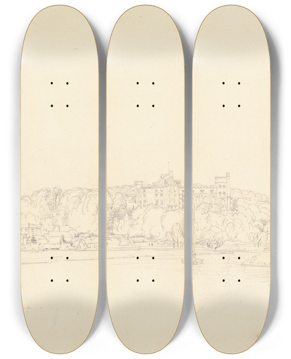 Triptych art skateboard deck of Henry Edridge Arundel Castle Sussex by Henry Edridge (1769-1821)