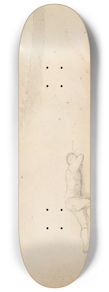 Hans Gude - To liggende figurer; to mannsfigurer i fjellet (detalj) 8.25 inch art skate deck