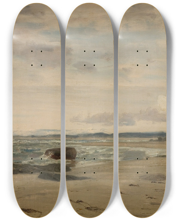 Triptych art skateboard deck of Amaldus Nielsen Jrsand_2 by Amaldus Nielsen (1838-1932)