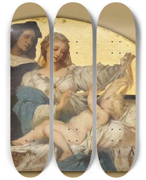 Triptych art skateboard deck of Hans Makart Raphael by Hans Makart (1840-1884)