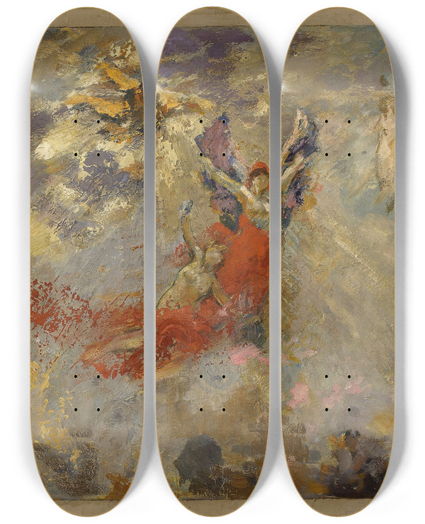 Triptych art skateboard deck of Alfred Philippe Roll Apothose by Alfred Philippe Roll (1846-1919)
