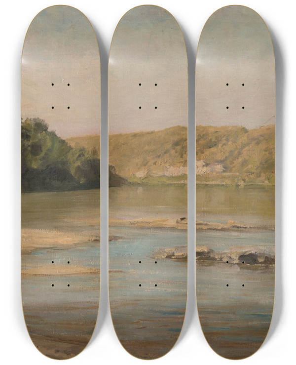 Triptych art skateboard deck of Vasily Dmitrievich Polenov Oka River by Vasily Dmitrievich Polenov (1844-1927)