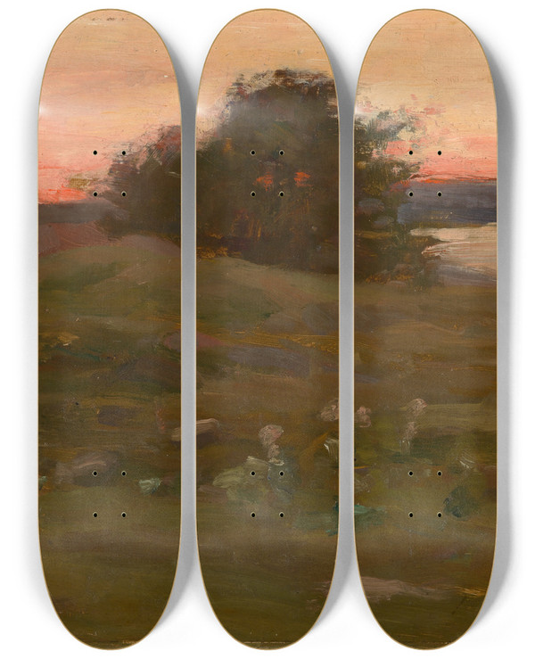 Triptych art skateboard deck of Max Weyl Landscape_2 by Max Weyl (1837-1914)