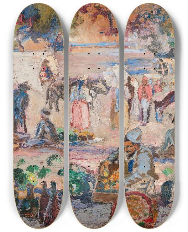Triptych art skateboard deck of Nikolai Ivanovich Kulbin Crimean Market by Nikolai Ivanovich Kulbin (1868-1917)