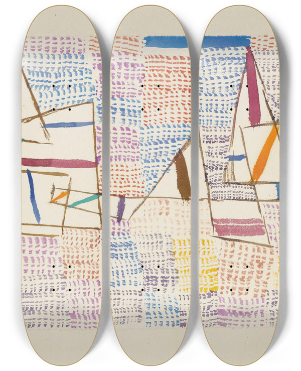 Triptych art skateboard deck of Paul Klee Cte De Provence 7 by Paul Klee (1879-1940)