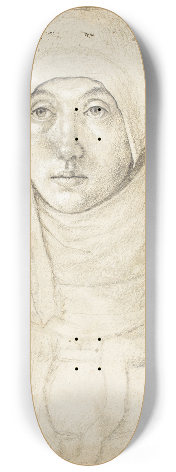 Hans Holbein The Elder - Portrait of a Woman (recto) 8.25 inch art skate deck