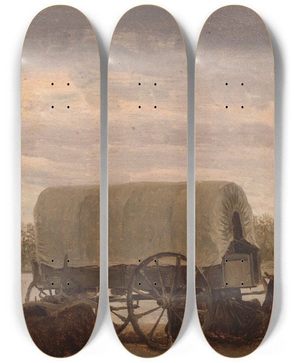 Triptych art skateboard deck of Albert Bierstadt Nooning On The Platte by Albert Bierstadt (1830-1902)