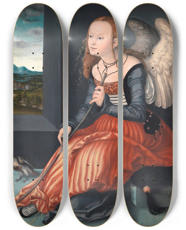 Triptych art skateboard deck of Lucas Cranach The Elder Melancholy by Lucas Cranach The Elder (1472-1553)