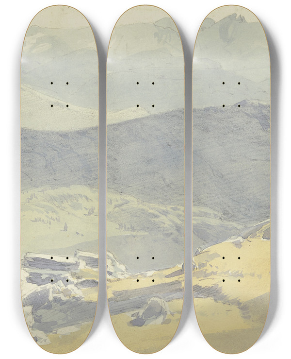 Triptych art skateboard deck of Fritz Bamberger Trento_2 by Fritz Bamberger (1814-1873)