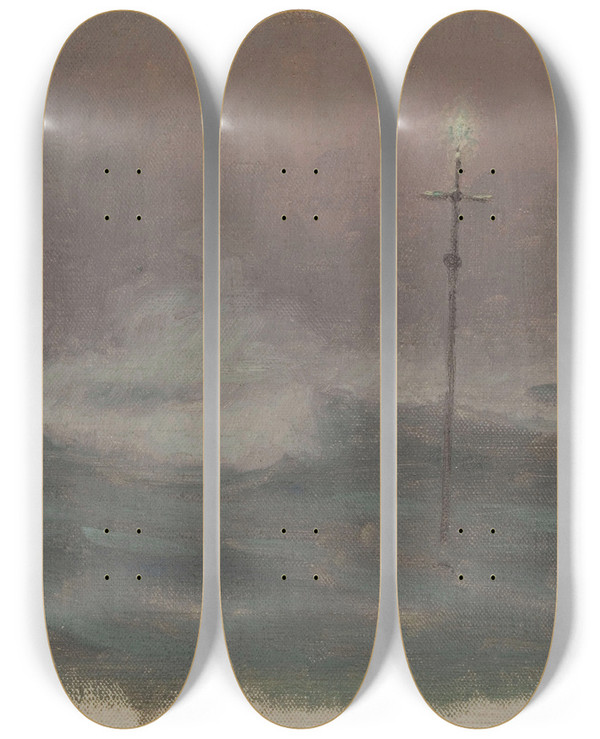 Triptych art skateboard deck of Henrybrokman Croix Et Vague Bretagne_1 by HenryBrokman (1868-1933)