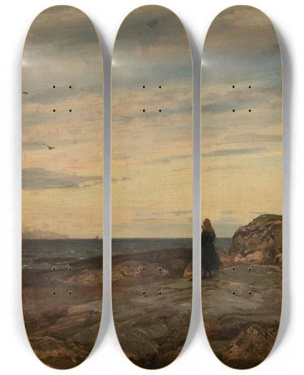 Triptych art skateboard deck of Amaldus Nielsen Sydsydvest Hvaler by Amaldus Nielsen (1838-1932)