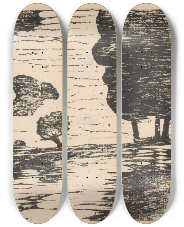 Triptych art skateboard deck of Louis Cardinaals Amstel Bij Abcoude by Louis Cardinaals (1895-1948)