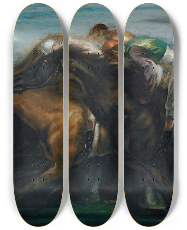 Triptych art skateboard deck of Louis Anquetin Les Courses by Louis Anquetin (1861-1932)