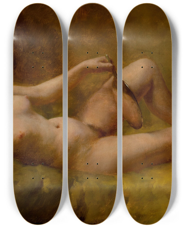 Triptych art skateboard deck of Charles Frederick Ulrich Vanitas_2 by Charles Frederick Ulrich (1858-1908)