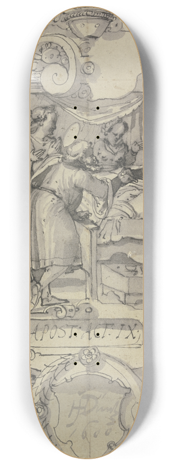 Hans Jakob Dnz - Die Erweckung der Tabitha durch Petrus 8.25 inch art skate deck