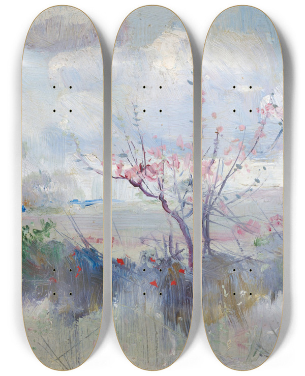Triptych art skateboard deck of Charles Conder Herricks Blossoms by Charles Conder (1868-1909)