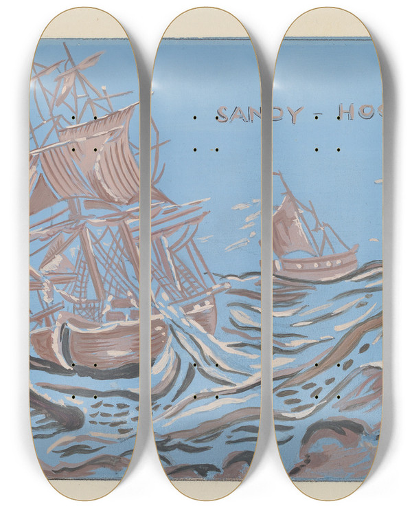 Triptych art skateboard deck of American 20Th Century Bandbox_3 by American 20Th Century