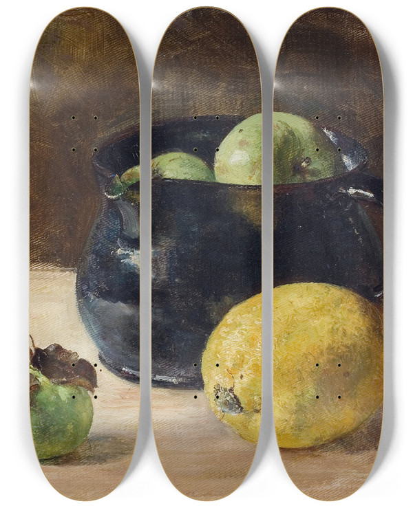 Triptych art skateboard deck of Anna Munthenorstedt Still Life by Anna Munthe Norstedt (1854-1936)