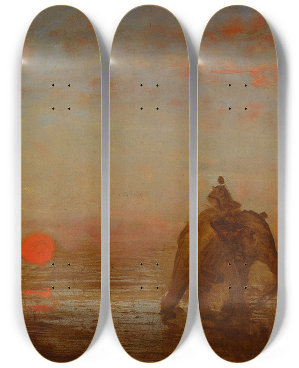 Triptych art skateboard deck of Flix Ziem Llphant by Felix Ziem (1821-1911)