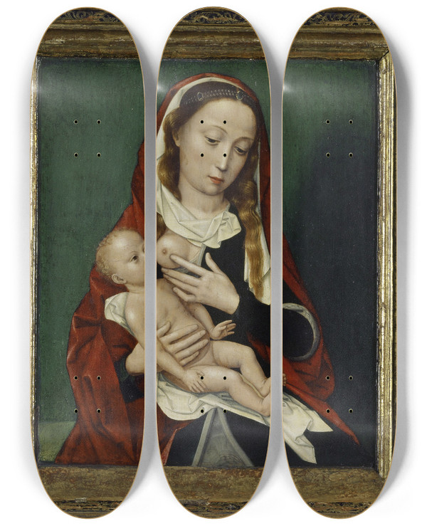 Triptych art skateboard deck of Ambrosius Benson The Virgin With Child Central Panel Saints Andrew And Francis Inner Side Triptych by Ambrosius Benson (1519-1550)