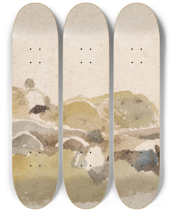 Triptych art skateboard deck of Peter Dewint Loading A Haywain by Peter Dewint (1784-1849)
